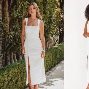 Show Me Your MuMu Eden Midi Dress White Stretch Size Small NWOT